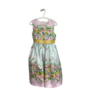 Nannette Kids Girl's Size 5T Formal Fit & Flare Dress Floral Keyhole Back Sash